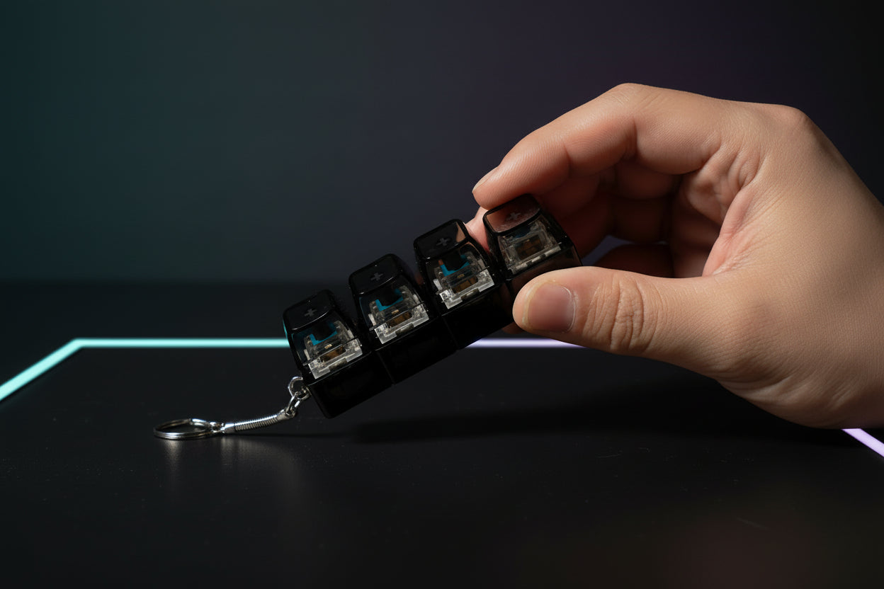 4/9 Keys Mechanical Keyboard Axis Tester LED Keyboard Key Toy Stress Relief DIY Button Keycap Fidget Keychain Toys Gift