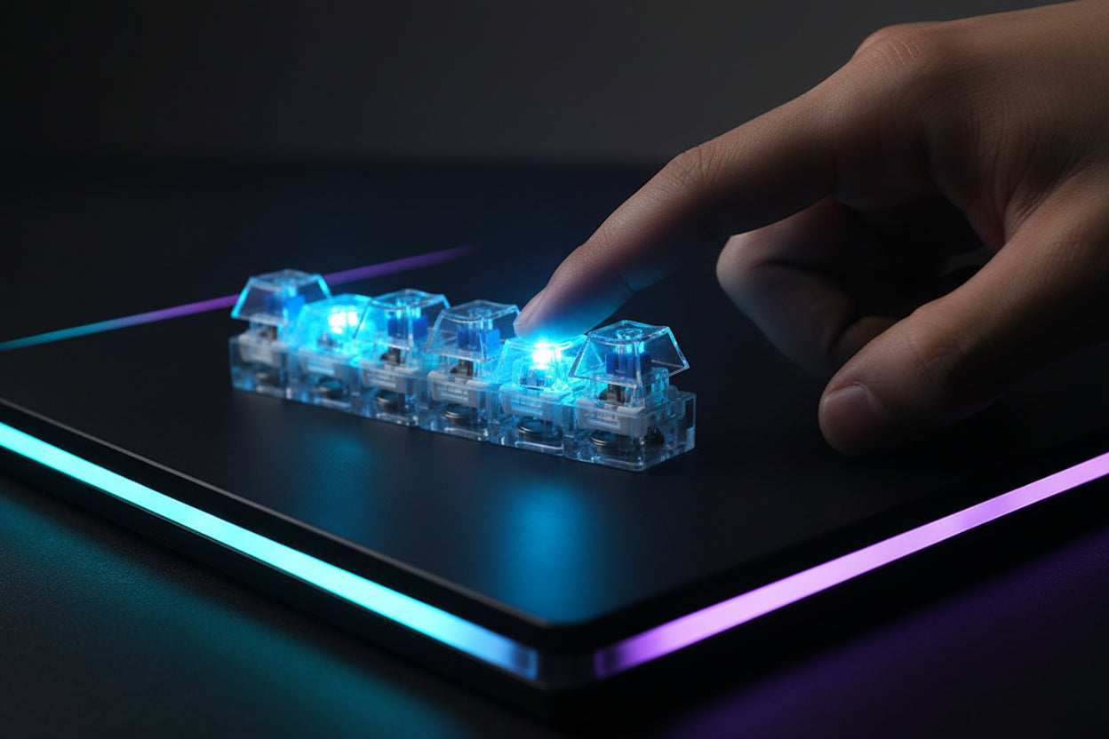 4/9 Keys Mechanical Keyboard Axis Tester LED Keyboard Key Toy Stress Relief DIY Button Keycap Fidget Keychain Toys Gift